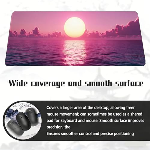 Gaming Mauspad, 100x200cmx3mm GroßEs Mousepad,wasserdichte Gewebe, Rutschfester Gummiunterseite, BüRobedarf, Verbesserte PräZision Und Geschwindigkeit, See AtmosphäRe JX2B-285 Bild 6