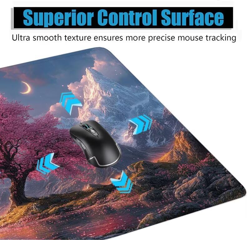 Schreibtischunterlage Rosa Mauspad XXL 120x60cm Mousepad Baum Gaming Mauspad mit Nicht rutschender Unterlage, Vernähte Kanten WassXerdicht Anti-Rutsch Maus Pad für Laptop, Office Geschenke F0-1103 Bild 5