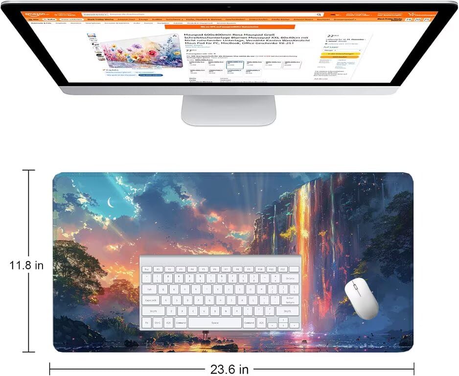 Schreibtischunterlage Fallen Mauspad XXL 120x60cm Mousepad Wunderland Gaming Mauspad mit Nicht rutschender Unterlage, Vernähte Kanten WassXerdicht Anti-Rutsch Maus Pad für PC, MacBook, Laptop F0-1097 Bild 2