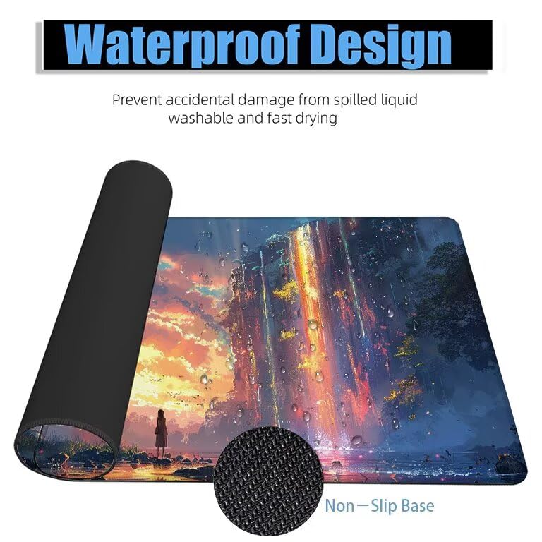 Schreibtischunterlage Fallen Mauspad XXL 120x60cm Mousepad Wunderland Gaming Mauspad mit Nicht rutschender Unterlage, Vernähte Kanten WassXerdicht Anti-Rutsch Maus Pad für PC, MacBook, Laptop F0-1097 Bild 4