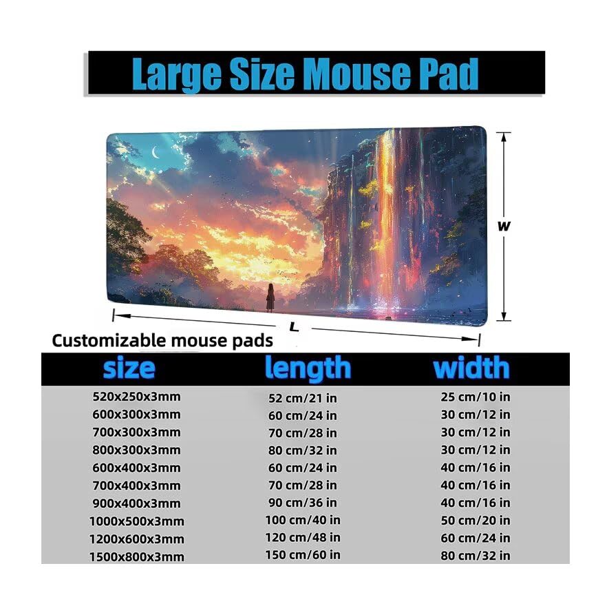 Schreibtischunterlage Fallen Mauspad XXL 120x60cm Mousepad Wunderland Gaming Mauspad mit Nicht rutschender Unterlage, Vernähte Kanten WassXerdicht Anti-Rutsch Maus Pad für PC, MacBook, Laptop F0-1097 Bild 6