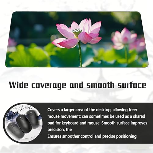 Gaming Mauspad, 100x200cmx3mm GroßEs Mousepad,wasserdichte Gewebe, Rutschfester Gummiunterseite, BüRobedarf, Verbesserte PräZision Und Geschwindigkeit, Blumen JX2B-253 Bild 6