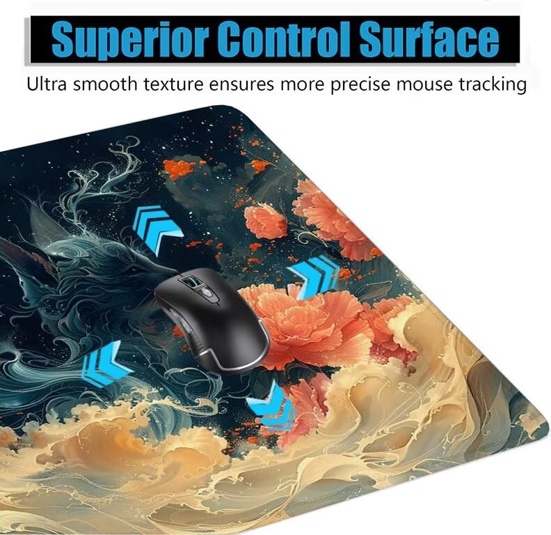 Schreibtischunterlage Abstrakt Mauspad XXL 120x60cm Mousepad Weiß Gaming Mauspad mit Nicht rutschender Unterlage, Vernähte Kanten WassXerdicht Anti-Rutsch Maus Pad für PC, Office Geschenke F0-1094 Bild 5