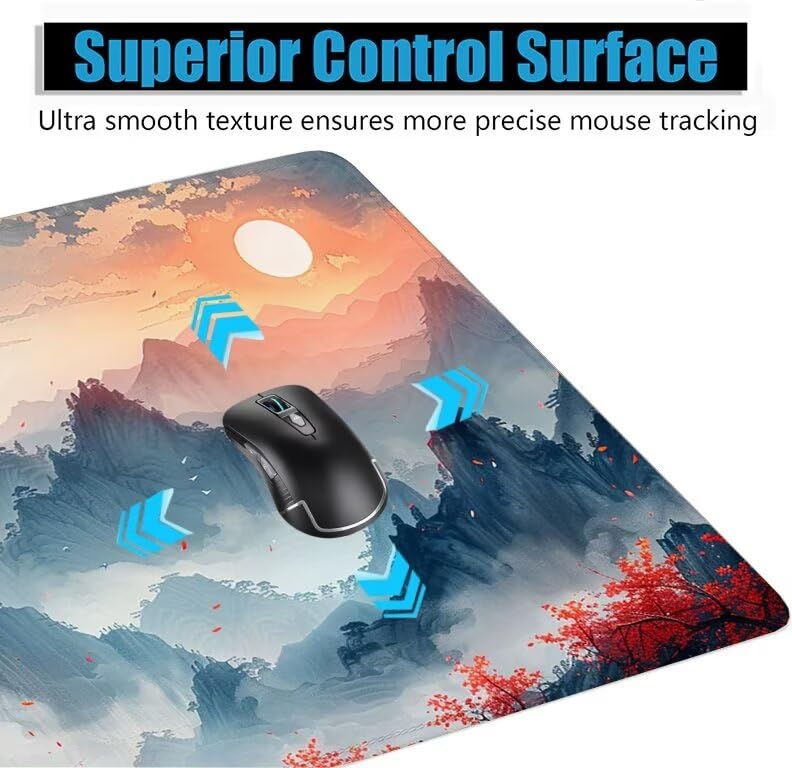 Schreibtischunterlage Rot Mauspad XXL 120x60cm Mousepad Baum Gaming Mauspad mit Nicht rutschender Unterlage, Vernähte Kanten WassXerdicht Anti-Rutsch Maus Pad für PC, MacBook, Laptop, Office F0-1082 Bild 5