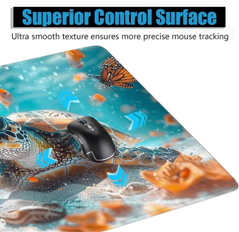 Schreibtischunterlage Meeresschildkröte Mauspad XXL 120x60cm Mousepad Tiere Gaming Mauspad mit Nicht rutschender Unterlage, Vernähte Kanten WassXerdicht Anti-Rutsch Maus Pad für PC, MacBook F0-1088 Bild 5