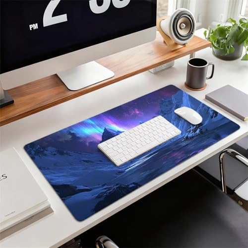 Gaming Mauspad XXL 1000x500x3mm Schneebedeckter Berg Mousepad, Große rutschfeste Schreibtischunterlage Nacht Verbessert Präzision und Geschwindigkeit mit Stoßdämpfung für Tastatur und Maus xg-965 Bild 2