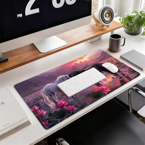 Gaming Mauspad XXL 1400x600x3mm Pferd Mousepad, Große Speed rutschfeste Schreibtischunterlage Blume Verbessert Präzision und Geschwindigkeit mit Stoßdämpfung für Tastatur und Maus Homeoffice xg-956 Bild 2