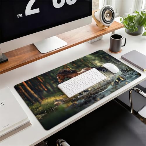 Gaming Mauspad XXL 800x400x3mm Tier Mousepad, Große Speed rutschfeste Schreibtischunterlage Wald Verbessert Präzision und Geschwindigkeit mit Stoßdämpfung für Tastatur und Maus Homeoffice xg-974 Bild 2