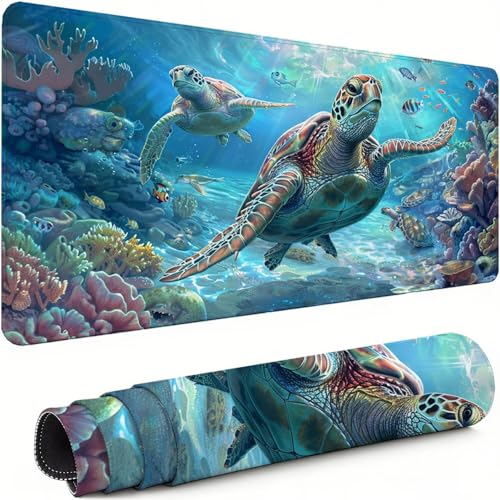 Gaming Mauspad XXL 800x400x3mm Biologie Mousepad, Große Speed rutschfeste Schreibtischunterlage Unterwasserwelt Verbessert Präzision und Geschwindigkeit mit Stoßdämpfung für Tastatur und Maus xg-998 Bild 1