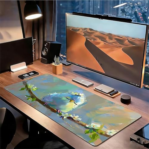 Gaming Mauspad XXL 800x300x3mm Vogel Mousepad, Große Speed Rutschfeste Schreibtischunterlage Karikatur Verbessert Präzision und Geschwindigkeit mit Stoßdämpfung für Tastatur und Maus Homeoffice xg-962 Bild 3