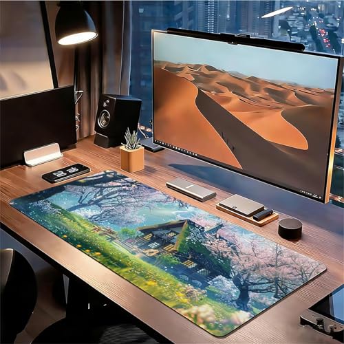 Gaming Mauspad XXL 1200x600x3mm Landschaft Mousepad, Große Speed rutschfeste Schreibtischunterlage Ländlich Verbessert Präzision und Geschwindigkeit mit Stoßdämpfung für Tastatur und Maus xg-986 Bild 3