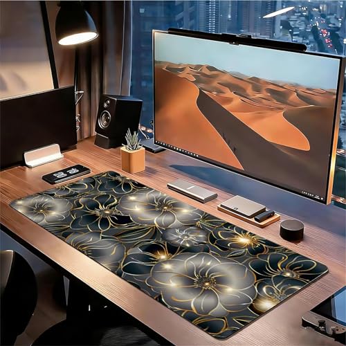 Gaming Mauspad XXL 600x300x3mm Schwarz Mousepad, Große Speed rutschfeste Schreibtischunterlage Abstrakt Verbessert Präzision und Geschwindigkeit mit Stoßdämpfung für Tastatur Maus Homeoffice xg-968 Bild 3