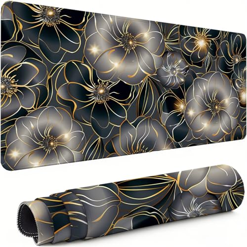 Gaming Mauspad XXL 800x300x3mm Schwarz Mousepad, Große Speed rutschfeste Schreibtischunterlage Abstrakt Verbessert Präzision und Geschwindigkeit mit Stoßdämpfung für Tastatur Maus Homeoffice xg-968 Bild 1