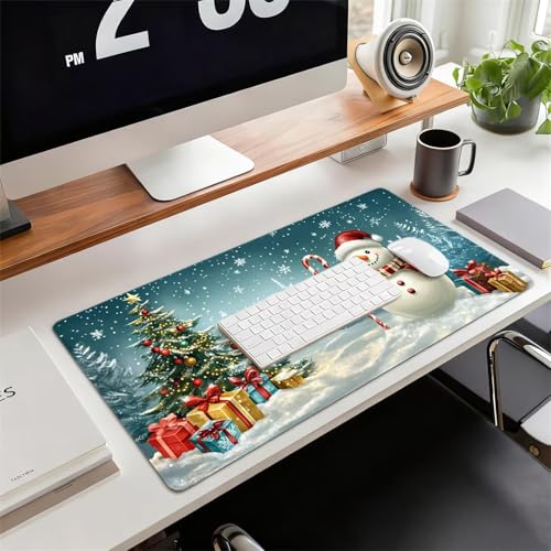 Gaming Mauspad XXL 1600x800x3mm Schneemann Mousepad, Große Speed rutschfeste Schreibtischunterlage Weihnachten Verbessert Präzision und Geschwindigkeit mit Stoßdämpfung für Tastatur und Maus xg-977 Bild 2