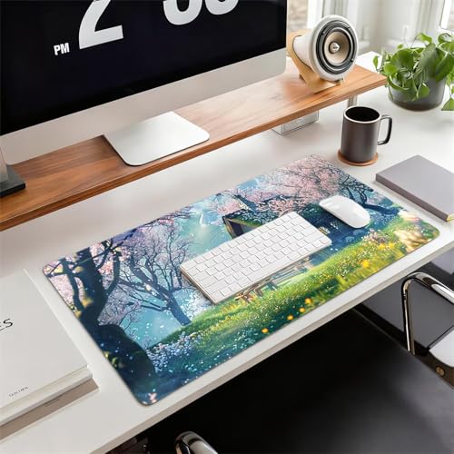 Gaming Mauspad XXL 1400x600x3mm Landschaft Mousepad, Große Speed rutschfeste Schreibtischunterlage Ländlich Verbessert Präzision und Geschwindigkeit mit Stoßdämpfung für Tastatur und Maus xg-986 Bild 2