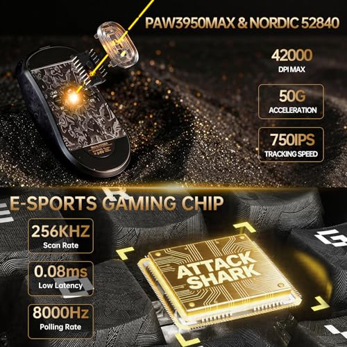 ATTACK SHARK R68 HE Kabel Magnetische Tastatur, Kabellosen R11 ULTRA Gaming-Maus aus Carbonfaser, 8000 Hz Rapid Trigger, 0,005mm RT Accuracy, 49g SUPERLIGHT-Maus, PAW3950MAX, 42000 DPI, Ink Shade Bild 6