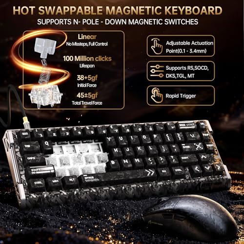 ATTACK SHARK R68 HE Kabel Magnetische Tastatur, Kabellosen R11 ULTRA Gaming-Maus aus Carbonfaser, 8000 Hz Rapid Trigger, 0,005mm RT Accuracy, 49g SUPERLIGHT-Maus, PAW3950MAX, 42000 DPI, Ink Shade Bild 7