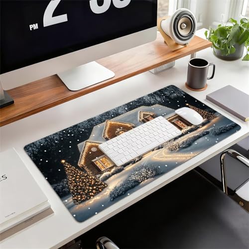 Gaming Mauspad XXL 1600x800x3mm Weihnachtsbaum Mousepad, Große Speed rutschfeste Schreibtischunterlage Haus Verbessert Präzision und Geschwindigkeit mit Stoßdämpfung für Tastatur und Maus xg-989 Bild 2
