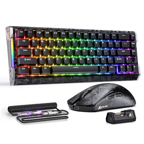 ATTACK SHARK R68 HE Kabellose Magnetische Tastatur, Kabellosen R11 ULTRA Gaming-Maus aus Carbonfaser, 8000 Hz Rapid Trigger, 0,005mm RT Accuracy, 49g SUPERLIGHT-Maus, PAW3950MAX, 42000 DPI, Schwarz B Bild 1