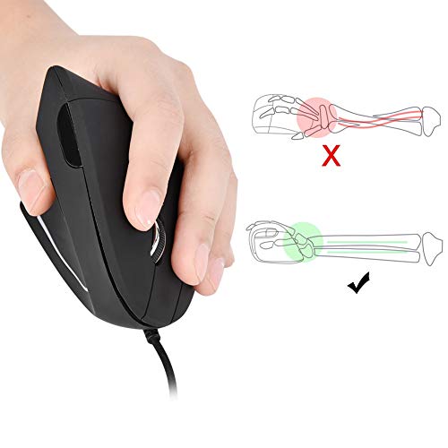 Dpofirs Vertikale Gaming-Maus für die Linke Hand, Kabelgebundene USB-ergonomische Maus für PC mit 6 Tasten Einstellbar 1600 DPI, Computer- mit Komfortabler Handgelenkstütze Bild 2