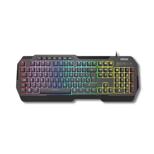 KROM KENTA - 4-in-1-Gaming-Combo - RGB-Rainbow-Tastatur, Spanisches Layout, Antighosting, optische 7200-DPI-Maus, 50-mm-Stereo-Headset und 450x400x3-mm-Mauspad, Farbe Schwarz Bild 2