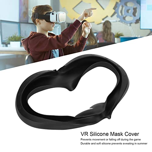 Naroote VR-Silikon-Maskenabdeckung, Schweißfest, Waschbar, Lichtbeständig, Augenpolster für 2 Gaming, Ergonomisches Virtual-Reality-Headset-Zubehör für Komfortables Gameplay (Black) Bild 2