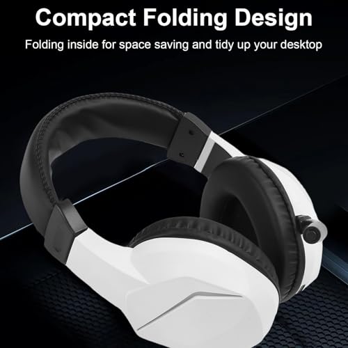 Kabelloses Gaming-Headset mit RGB-Beleuchtung, Bluetooth 5.4 (2,4 GHz) mit Geräuschunterdrückendem Mikrofon, USB-C-Anschluss, für Computer und Laptops (White) Bild 6