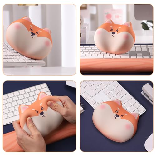 Cabilock Ergonomische Maus Handgelenkauflage aus Silikon und Memory Foam mit Rutschfester Unterseite und Niedlichem Hundemotiv für Büro und Gaming Bild 4