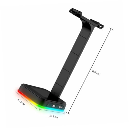Cabilock Kopfhörerhalterung mit RGB Beleuchtung und Zwei USB Anschlüssen Verstellbarer und Stabiler Desktop Headset Ständer aus Robustem Abs Material für Gaming Headsets Bild 2