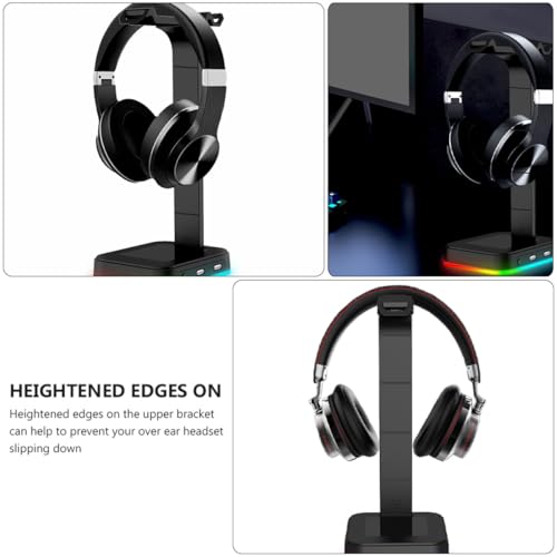 Cabilock Kopfhörerhalterung mit RGB Beleuchtung und Zwei USB Anschlüssen Verstellbarer und Stabiler Desktop Headset Ständer aus Robustem Abs Material für Gaming Headsets Bild 3