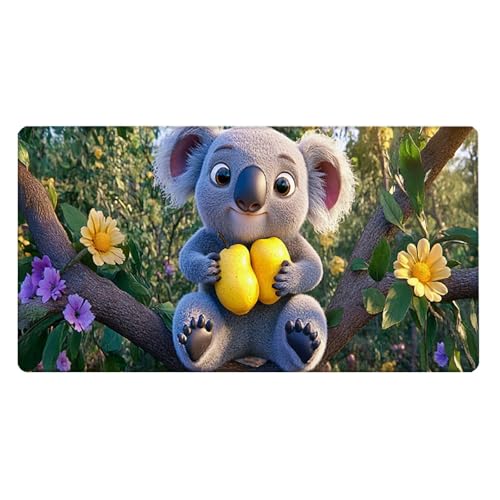 Gaming Mauspad, 100x200cmx3mm GroßEs Mousepad,wasserdichte Gewebe, Rutschfester Gummiunterseite, BüRobedarf, Verbesserte PräZision Und Geschwindigkeit, Blumen Koala JX2B-313 Bild 2