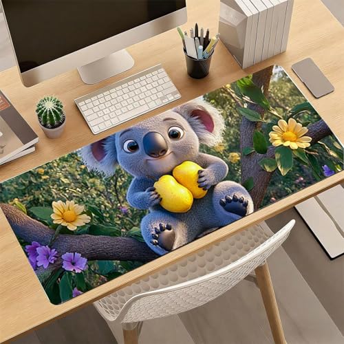 Gaming Mauspad, 100x200cmx3mm GroßEs Mousepad,wasserdichte Gewebe, Rutschfester Gummiunterseite, BüRobedarf, Verbesserte PräZision Und Geschwindigkeit, Blumen Koala JX2B-313 Bild 4