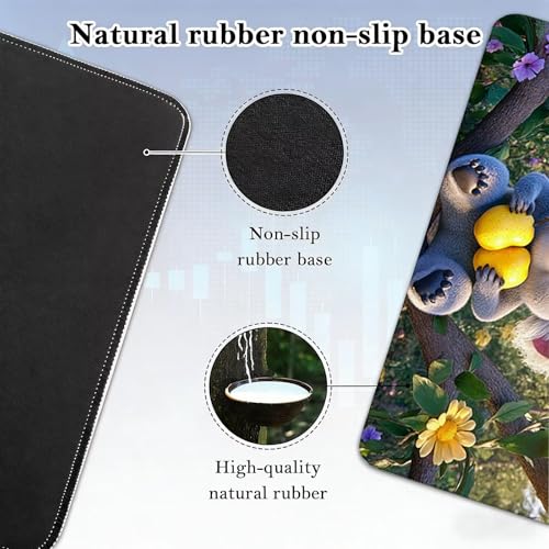 Gaming Mauspad, 100x200cmx3mm GroßEs Mousepad,wasserdichte Gewebe, Rutschfester Gummiunterseite, BüRobedarf, Verbesserte PräZision Und Geschwindigkeit, Blumen Koala JX2B-313 Bild 5