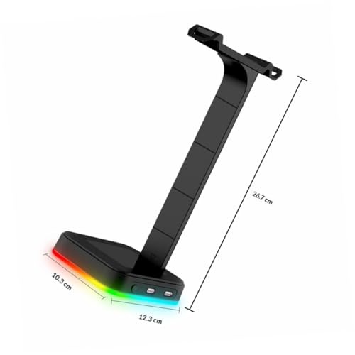Cabilock Gaming Kopfhörerhalterung mit Zwei USB Anschlüssen RGB LED Beleuchtung rutschfeste Abs Basis Geeignet für Over Ear Headsets Am Schreibtisch Bild 2