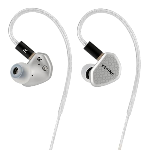 Kefine Klean SV 10-mm-DLC-Membran Dynamic-Treiber-Ohrhörer, 1DD In-Ear-Monitor-Kopfhörer, HiFi-verkabeltes IEM mit zwei austauschbaren Düsen, abnehmbares 0,78-2-Pin-Design (Silber, 3,5 mm) Bild 1