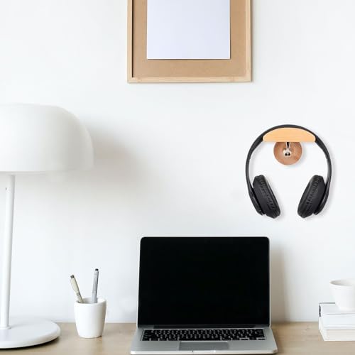 Cabilock Kopfhörerhalterung Wand Holz Praktischer Headset Präsentationsständer für Schule und Gaming mit Multifunktionalem Haken Bild 4