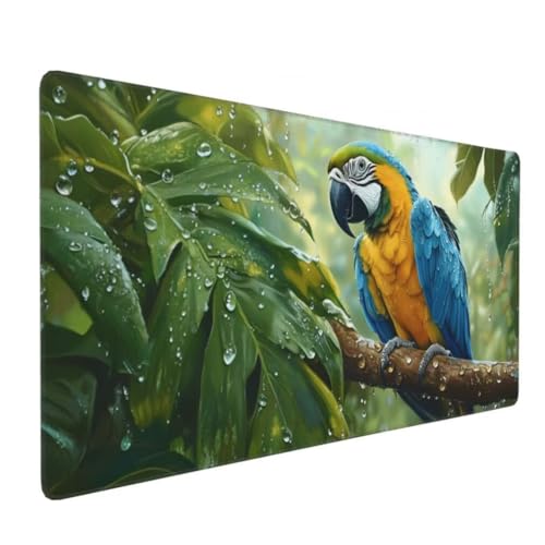 Gaming Mauspad XXL Grüne Blätter, Großes Mousepad 1200 x 600 x 3 mm, Mouse Pad Groß, Schreibtischunterlage Papagei Wasserdicht, Genähte Kanten Mauspads, rutschfeste Gummibasis Maus Pad -MP1129 Bild 2