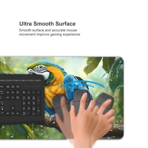 Gaming Mauspad XXL Grüne Blätter, Großes Mousepad 1200 x 600 x 3 mm, Mouse Pad Groß, Schreibtischunterlage Papagei Wasserdicht, Genähte Kanten Mauspads, rutschfeste Gummibasis Maus Pad -MP1129 Bild 6