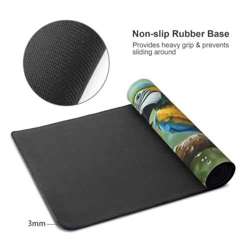 Gaming Mauspad XXL Grüne Blätter, Großes Mousepad 1200 x 600 x 3 mm, Mouse Pad Groß, Schreibtischunterlage Papagei Wasserdicht, Genähte Kanten Mauspads, rutschfeste Gummibasis Maus Pad -MP1129 Bild 7