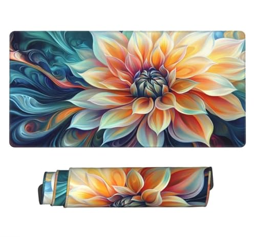 Gaming Mauspad XXL Chrysantheme, Großes Mousepad 1200 x 600 x 3 mm, Mouse Pad Groß, Schreibtischunterlage Blumen Wasserdicht, Genähte Kanten Mauspads, rutschfeste Gummibasis Maus Pad -MP1085 Bild 2