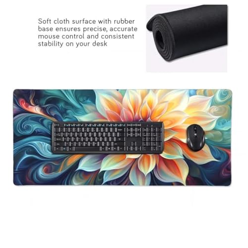 Gaming Mauspad XXL Chrysantheme, Großes Mousepad 1200 x 600 x 3 mm, Mouse Pad Groß, Schreibtischunterlage Blumen Wasserdicht, Genähte Kanten Mauspads, rutschfeste Gummibasis Maus Pad -MP1085 Bild 4