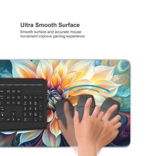 Gaming Mauspad XXL Chrysantheme, Großes Mousepad 1200 x 600 x 3 mm, Mouse Pad Groß, Schreibtischunterlage Blumen Wasserdicht, Genähte Kanten Mauspads, rutschfeste Gummibasis Maus Pad -MP1085 Bild 6