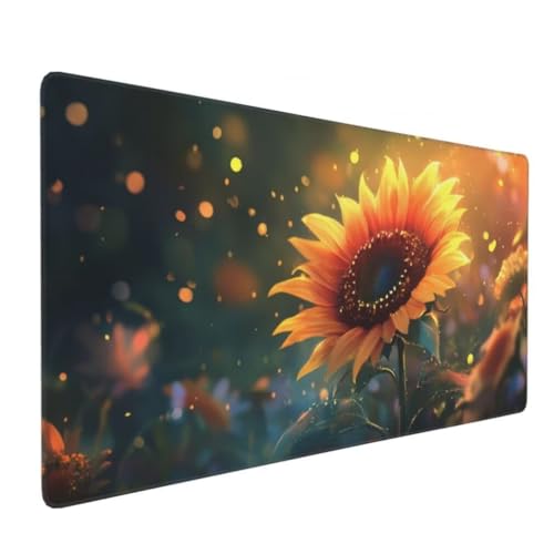 Gaming Mauspad XXL Sonnenblumen, Großes Mousepad 1200 x 600 x 3 mm, Mouse Pad Groß, Schreibtischunterlage Blumen Wasserdicht, Genähte Kanten Mauspads, rutschfeste Gummibasis Maus Pad -MP1099 Bild 2