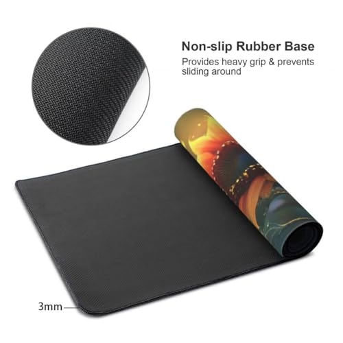 Gaming Mauspad XXL Sonnenblumen, Großes Mousepad 1200 x 600 x 3 mm, Mouse Pad Groß, Schreibtischunterlage Blumen Wasserdicht, Genähte Kanten Mauspads, rutschfeste Gummibasis Maus Pad -MP1099 Bild 7