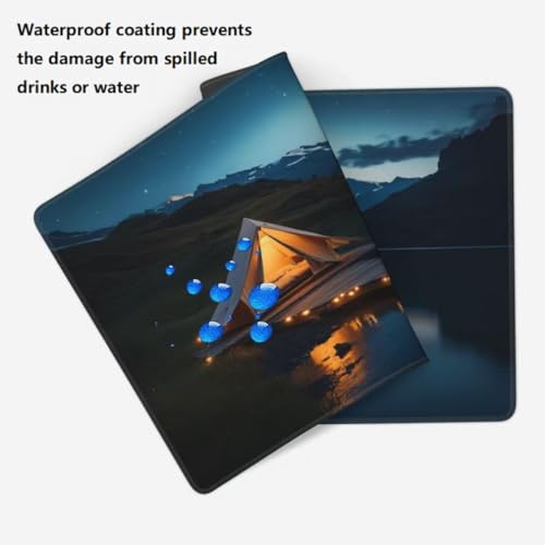 Gaming Mauspad XXL See, Großes Mousepad 800 x 400 x 3 mm, Mouse Pad Groß, Schreibtischunterlage Schneebedeckte Berge Wasserdicht, Genähte Kanten Mauspads, rutschfeste Gummibasis Maus Pad -MP1103 Bild 5