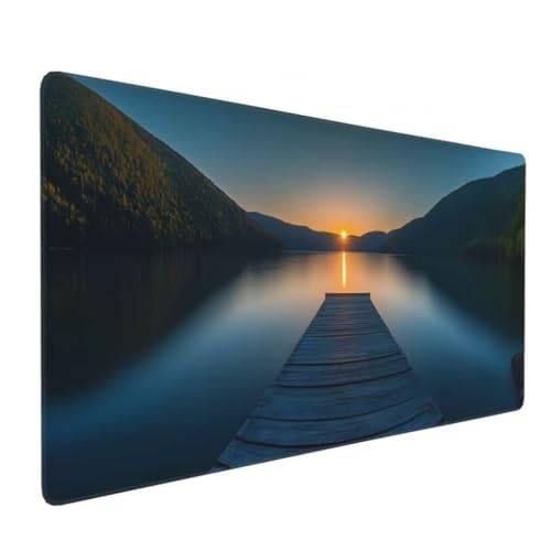 Gaming Mauspad XXL See, Großes Mousepad 1200 x 600 x 3 mm, Mouse Pad Groß, Schreibtischunterlage Sonnenuntergang Wasserdicht, Genähte Kanten Mauspads, rutschfeste Gummibasis Maus Pad -MP1111 Bild 2
