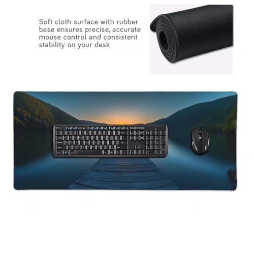Gaming Mauspad XXL See, Großes Mousepad 1200 x 600 x 3 mm, Mouse Pad Groß, Schreibtischunterlage Sonnenuntergang Wasserdicht, Genähte Kanten Mauspads, rutschfeste Gummibasis Maus Pad -MP1111 Bild 4