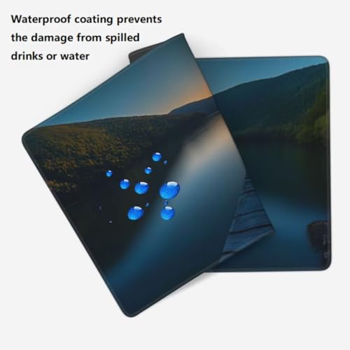 Gaming Mauspad XXL See, Großes Mousepad 1200 x 600 x 3 mm, Mouse Pad Groß, Schreibtischunterlage Sonnenuntergang Wasserdicht, Genähte Kanten Mauspads, rutschfeste Gummibasis Maus Pad -MP1111 Bild 5