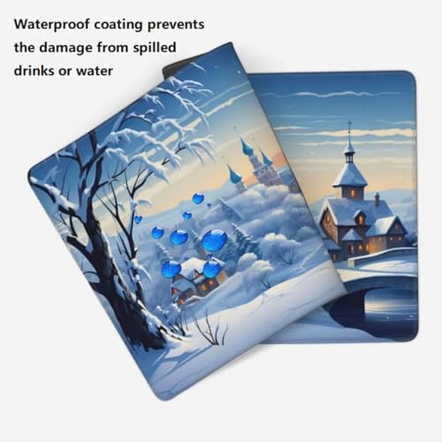 Gaming Mauspad XXL Winterlandschaft, Großes Mousepad 900 x 400 x 3 mm, Mouse Pad Groß, Schreibtischunterlage Burg Wasserdicht, Genähte Kanten Mauspads, rutschfeste Gummibasis Maus Pad -MP1059 Bild 5