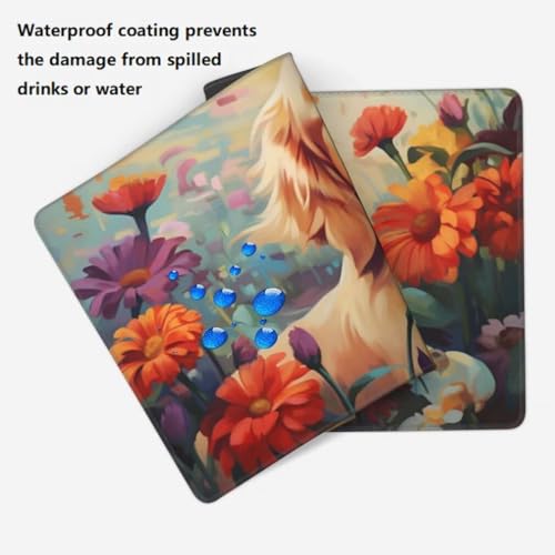 Mauspad XXL 1200x600mm, Hund Mousepad XXL Mauspad Gaming Blumen Mouse Pad mit Genähten Kanten, Rutschfest und Wasserabweisend Schreibtisch Unterlage Groß Desk Mat für Tastatur und Maus -MP1058 Bild 5